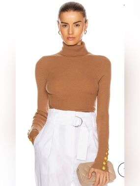 A.L.C Desi Sweater in color camel merino wool, knit , Gold buttons size small.